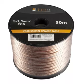Libox Lautsprecherkabel 2x2,50 mm² LB0009-50 Audiokabel 50 m transparent