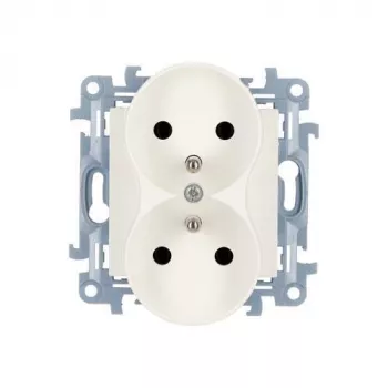 KONTAKT SIMON 10 Module Weiße Steckdose 2x Typ F mit Kindersicherung Schraubklemmen 16A 250V