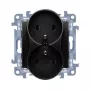 KONTAKT SIMON 10 Module Doppelsteckdose 2x Z/U Schraubklemmen 16A 250V Matt Schwarz
