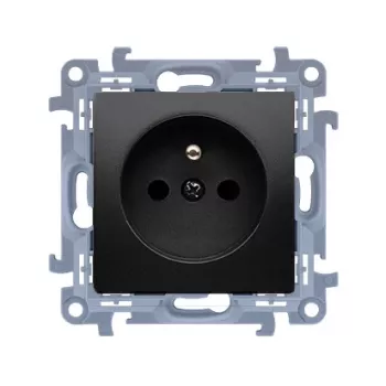 KONTAKT SIMON 10 Module Black Matt Socket 1x Z/U mit Shuttern und Schnellanschlüssen 16A 250V