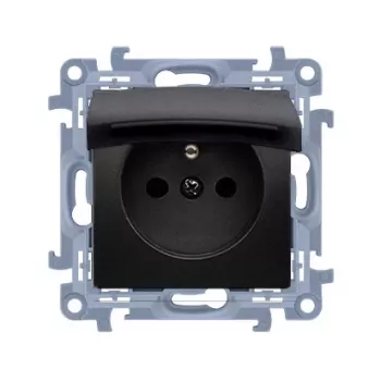 KONTAKT SIMON 10 Module Matt Schwarz Steckdose 1x Z/U mit Kindersicherung und Klappe IP44 Federklemmen 16A