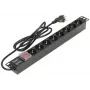 DELTA Steckdosenleiste 8 Schuko-Steckdosen L19/8, 1,5m Kabel, Schwarz