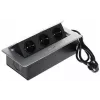 DELTA FPS-3S/CABLE Möbel-Steckdosenleiste mit 3 Steckdosen, 1,5 m Kabel, Schwarz