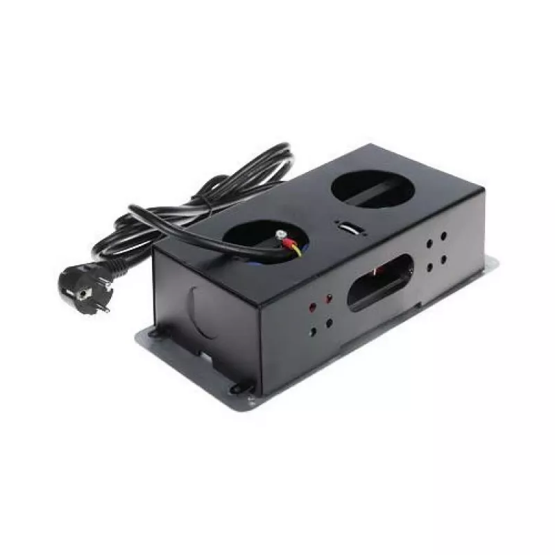 DELTA FPS-3S/CABLE Möbel-Steckdosenleiste mit 3 Steckdosen, 1,5 m Kabel, Schwarz