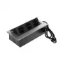 DELTA FPS-3S/CABLE Möbel-Steckdosenleiste mit 3 Steckdosen, 1,5 m Kabel, Schwarz