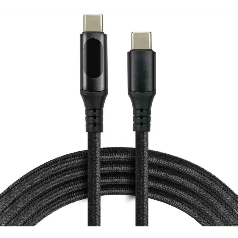 USB-C auf USB-C Kabel mit LCD-Leistungsanzeige, 3m, 45W PD, Schwarz