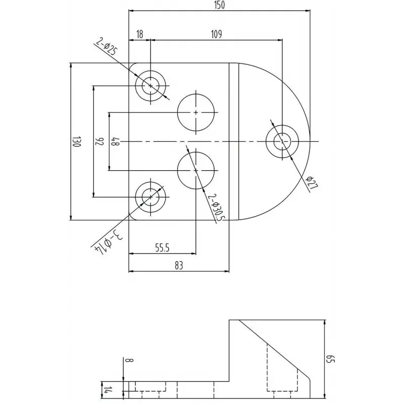 PSG 61.191 Anschraub-Torstopper (130x150/H65) gummibeschichtet