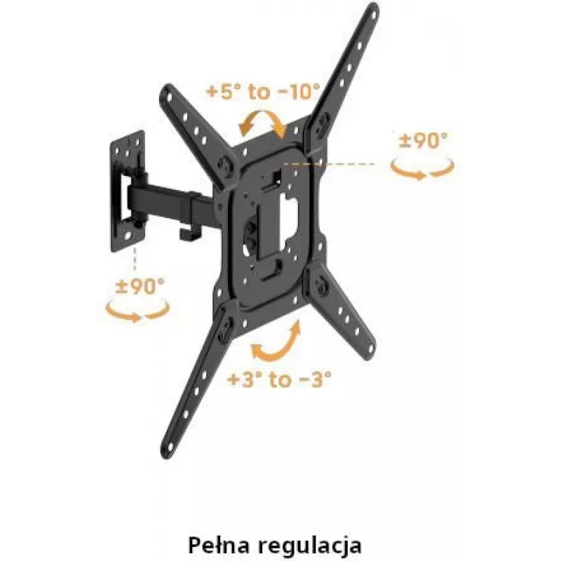 GETFORT GF-FM2365-30 Vollbewegliche TV-Halterung für LED/LCD 23-65 Zoll, 30 kg, VESA 400x400, Schwarz