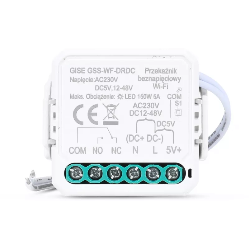 GISE Smartes Einzel-Potentialfreies Niederspannungs-WiFi-Relais-Modul | Tuya | GSS-WF-DRDC