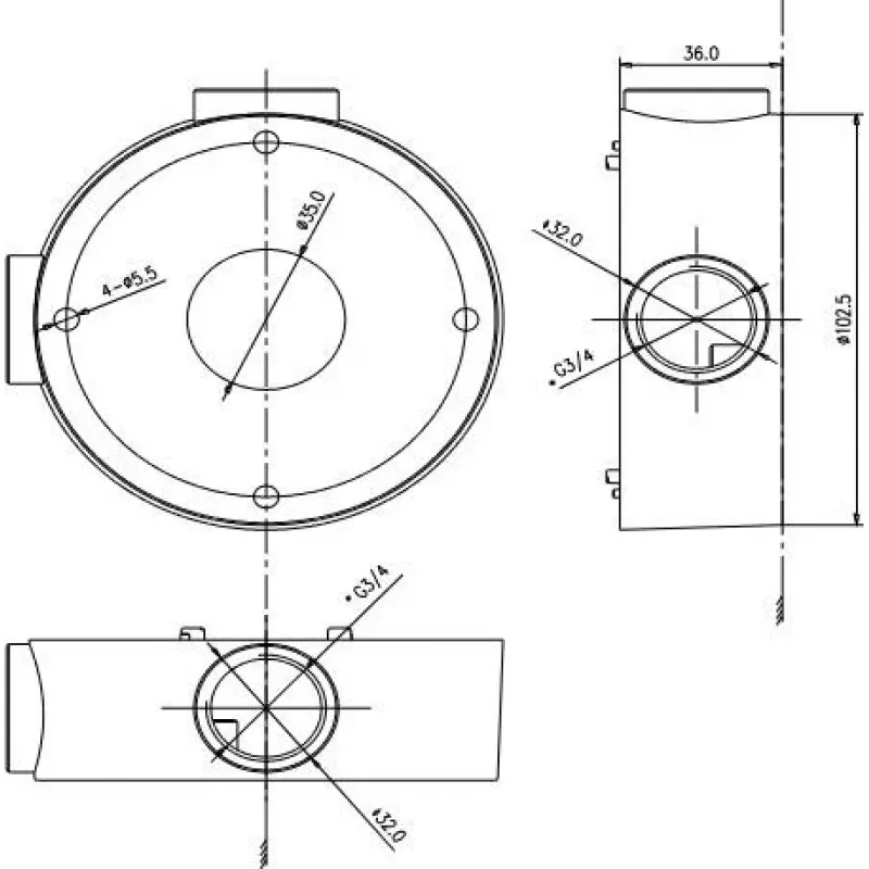 MITON MT-P1260 Aufputz-Abzweigdose 120x60x50mm IP65 Lichtgrau