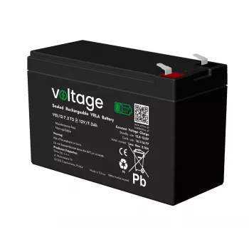 VOLTAGE AGM Batterie 12V 7,2Ah VEL12-7.2 T2 Long Life 15 Jahre
