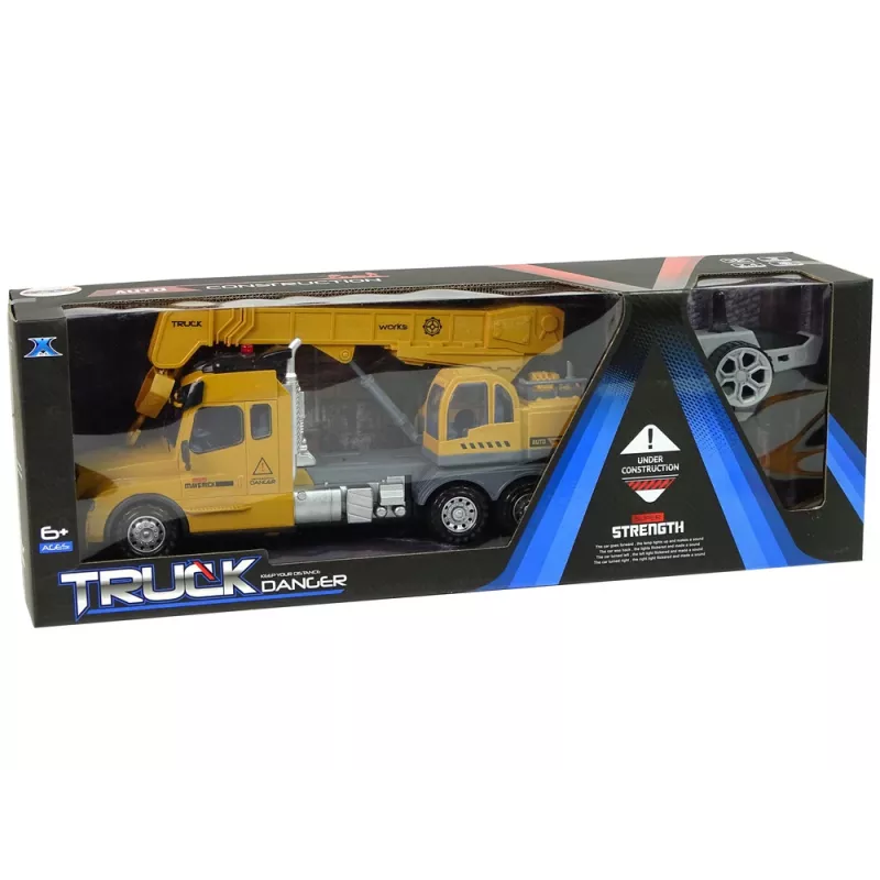 LEAN TOYS Fernbedienter Kran-LKW Pilot 2.4G Lichter Geräusche Gelb