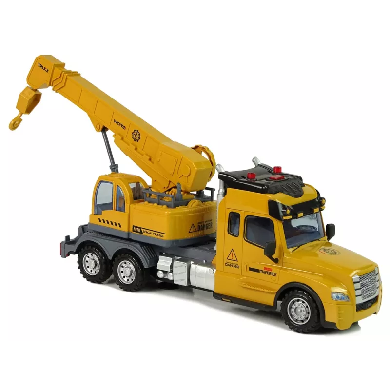 LEAN TOYS Fernbedienter Kran-LKW Pilot 2.4G Lichter Geräusche Gelb