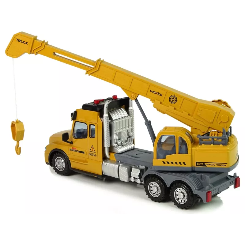 LEAN TOYS Fernbedienter Kran-LKW Pilot 2.4G Lichter Geräusche Gelb