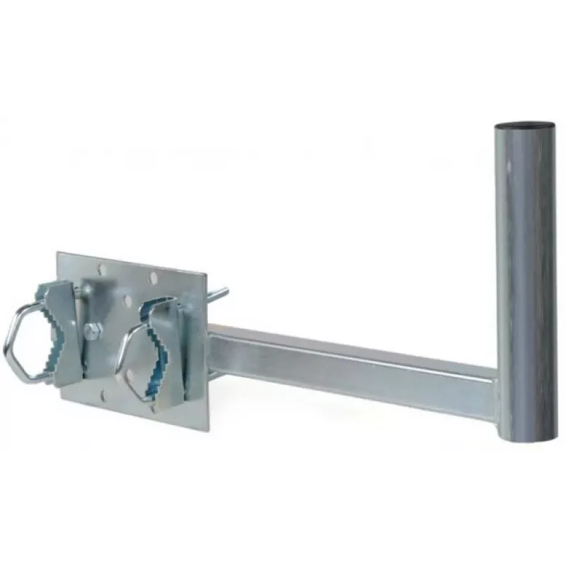 CORAB UBU-38/450-H Universal-Balkonhalterung für Satelliten-, terrestrische und LTE-Antennen, 38 mm Mastdurchmesser, 450 mm Ausladung, feuerverzinkter Stahl, metallic grau