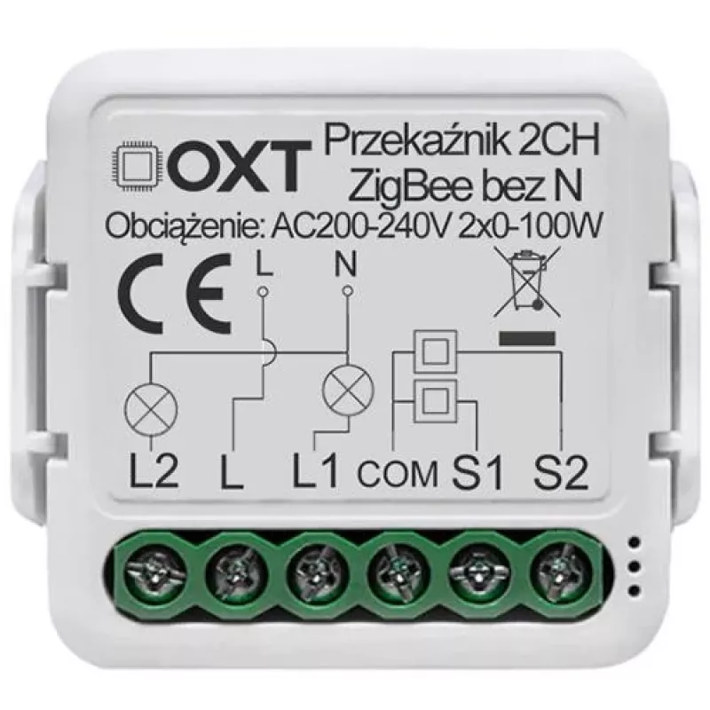 OXT Mini Relaismodul 2-Kanal ohne Neutralleiter ZigBee TUYA T272