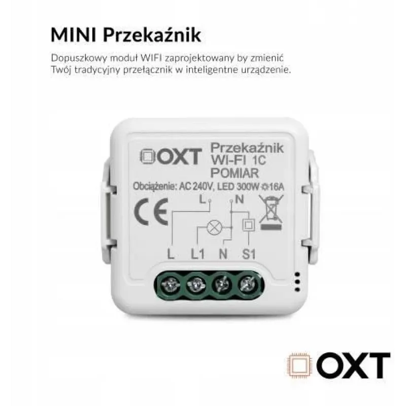 OXT T220P Wi-Fi Relaismodul, 1 Stromkreis, 16 A, Energiemessung, Tuya