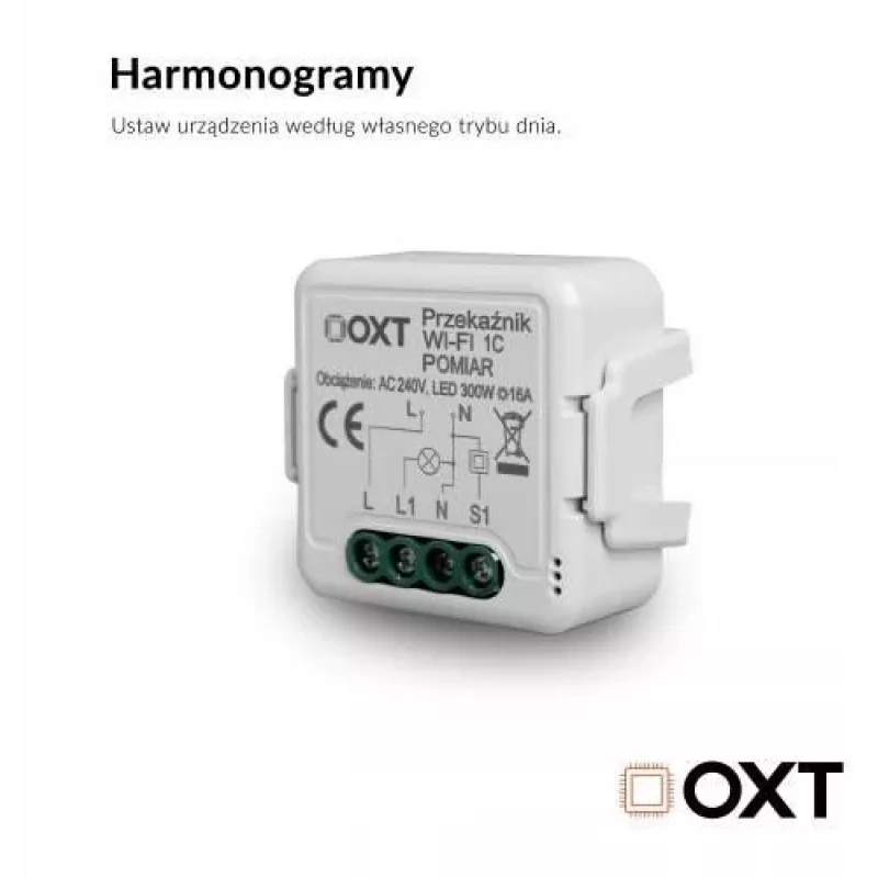 OXT T220P Wi-Fi Relaismodul, 1 Stromkreis, 16 A, Energiemessung, Tuya