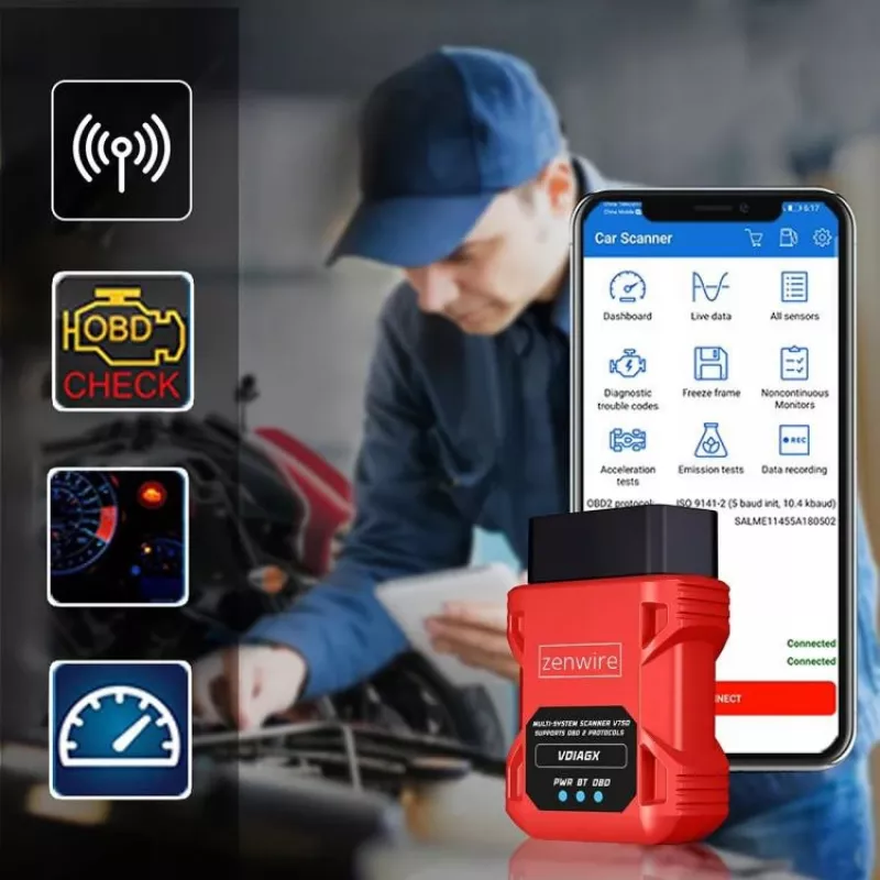 OBD2 Diagnosescanner ELM327 VDiagX V016 Bluetooth Interface Tester