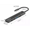 ZENWIRE BS-HC703 USB-C 7-in-1 Hub Adapter mit HDMI 4K, USB 3.0, SD-Kartenleser, Power Delivery 100W, Space Gray