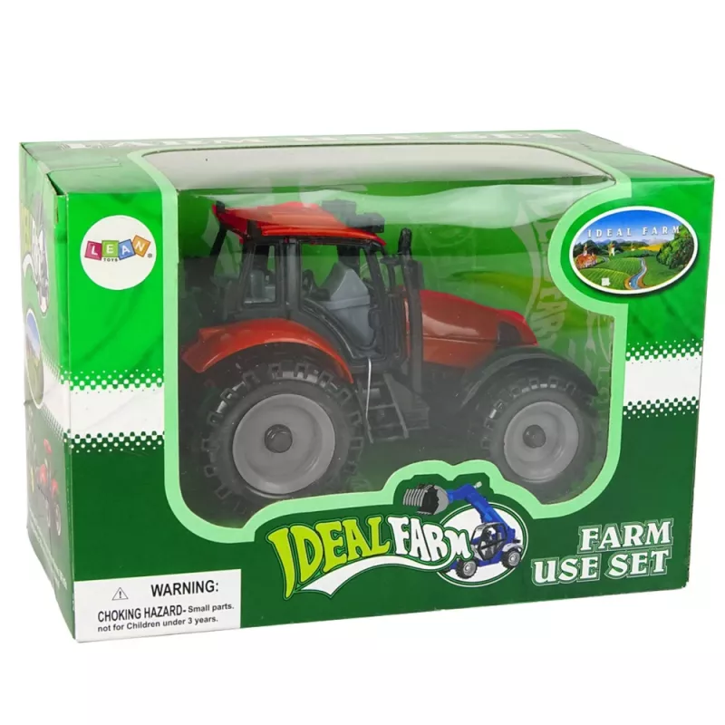 LEAN TOYS Kleiner Traktor mit klappbarer Motorhaube, Rot, 13 cm