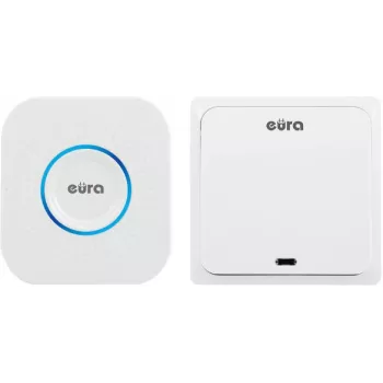 EURA WDP-82H2 Funk-Türklingel-Set, batteriefreier kinetischer Sender, 36 Melodien, 100 m Reichweite, Weiß