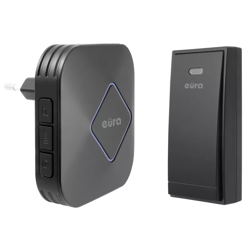EURA WDP-83H2 JAZZ Funk-Türklingel-Set, batteriefreier Sender, Schwarz