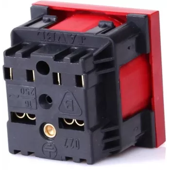 JAVEL 1-Modul Einzelsteckdose mit Steckersicherung, Rot, 16A 250V AC, Unterputz, Typ E/F