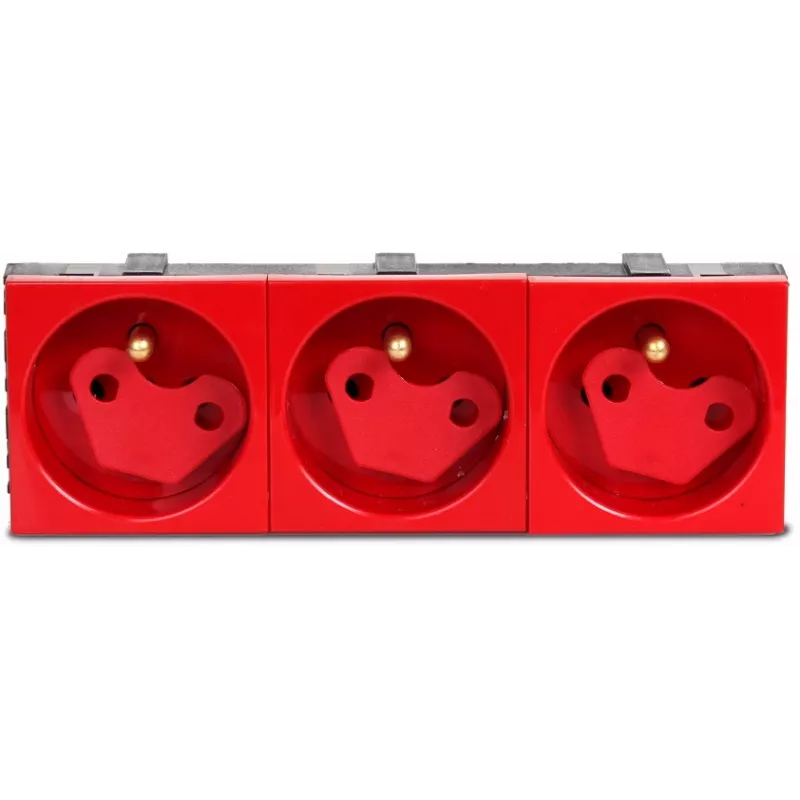 JAVEL Dreifach-Steckdose Schuko mit Kinderschutz, 3-Module, Weiß, Unterputz