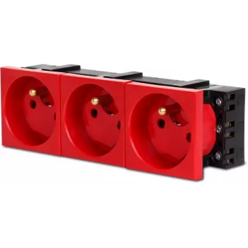 JAVEL Dreifach-Steckdose Schuko mit Kinderschutz, 3-Module, Weiß, Unterputz