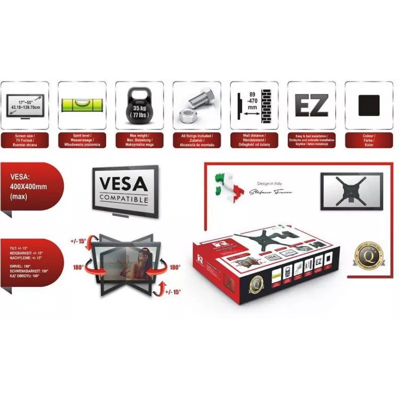 RED EAGLE FLEXI APOLLO FORTE 17-55 Full Motion TV Wandhalterung Schwarz