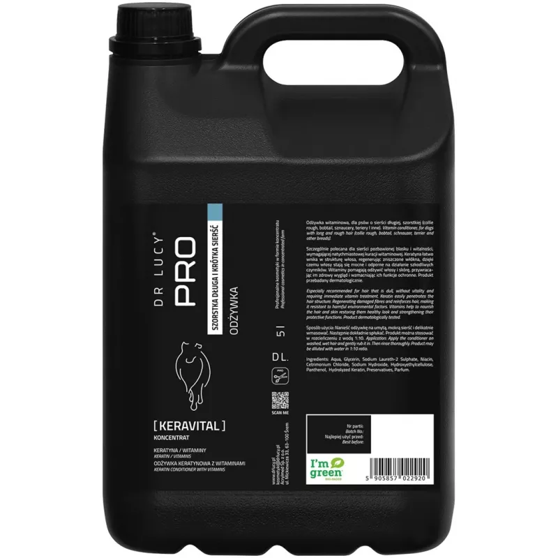 DR LUCY PRO KERAVITAL 5L Keratin- und Vitamin-Conditioner für Hunde mit langem, grobem Fell