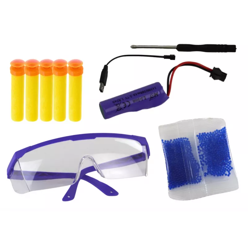 LEAN TOYS Elektrische Wasser-Geschoss-Pistole mit Pfeilen und Schutzbrille, Schwarz