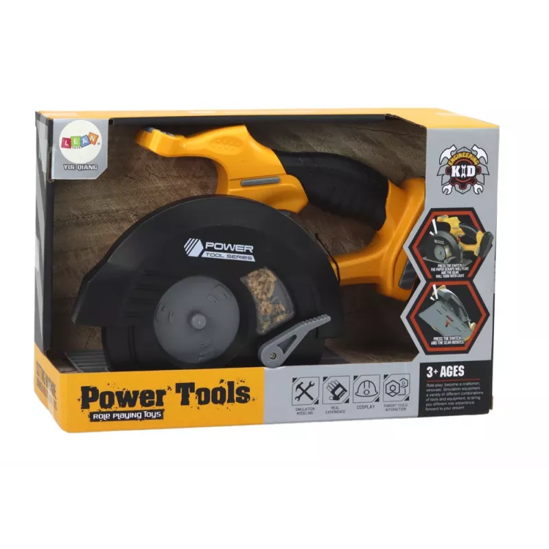 LEAN TOYS Spielzeug-Kreissäge Gelb mit Geräuschen
