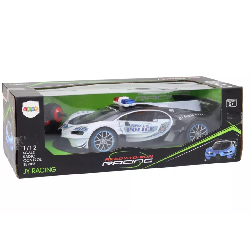 LEAN TOYS ferngesteuertes RC-Polizeiauto im Maßstab 1:12, weiß