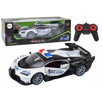 LEAN TOYS ferngesteuertes RC-Polizeiauto im Maßstab 1:12, weiß