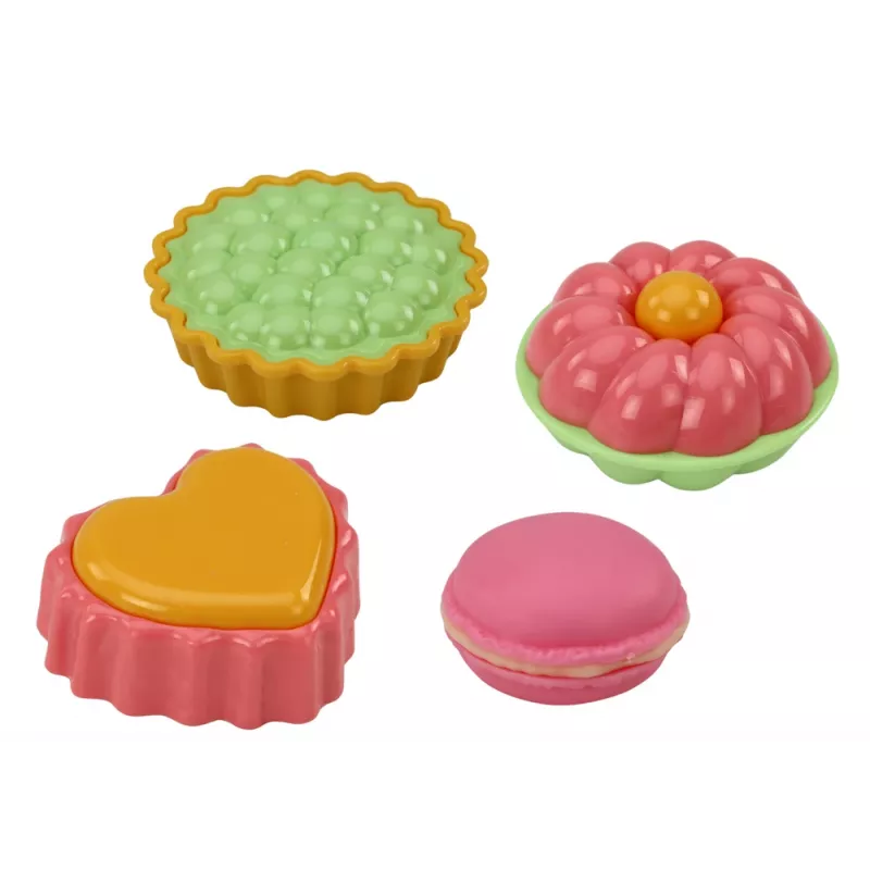 LEAN TOYS Teeset im Koffer - 15-teiliges Tafelgeschirr aus Zinn mit Tassen, Tellern, Kuchenständer und Serviertablett - Rosa, Blau, Weißes Blumenmuster - Tragbares Rollenspielzeug für Kinder ab 3 Jahren