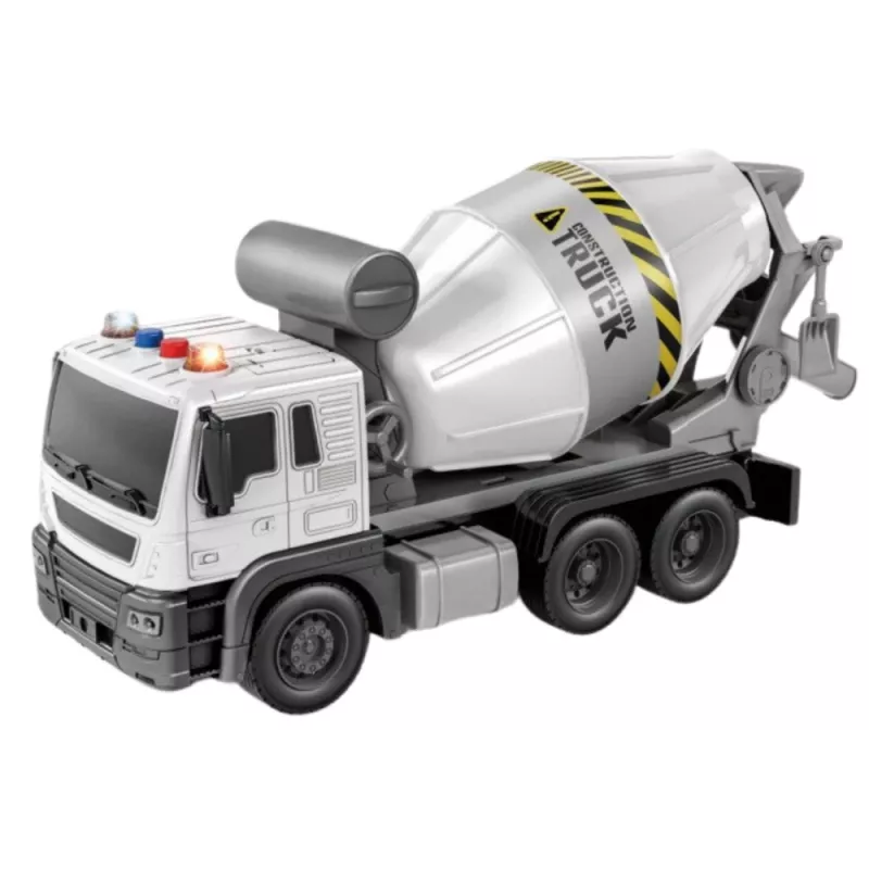 LEAN TOYS Blauer Betonmischer-LKW mit drehender Trommel, Sound- und Lichteffekten