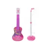 LEAN TOYS Elektrisches Gitarrenständer-Set mit Mikrofon, batteriebetrieben, Pink