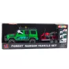 LEAN TOYS Offroad-Fahrzeugset mit Abschleppwagen und Motorrad, Licht und Sound, Grün