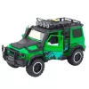LEAN TOYS Offroad-Fahrzeugset mit Abschleppwagen und Motorrad, Licht und Sound, Grün