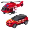 LEAN TOYS Feuerwehrwagen Abschleppwagen Hubschrauber Auto Lichter Geräusche Rot