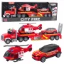 LEAN TOYS Feuerwehrwagen Abschleppwagen Hubschrauber Auto Lichter Geräusche Rot