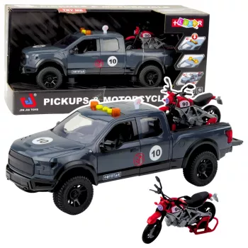 LEAN TOYS Pickup Truck mit Motorlichtern und -geräuschen Grau 1:12