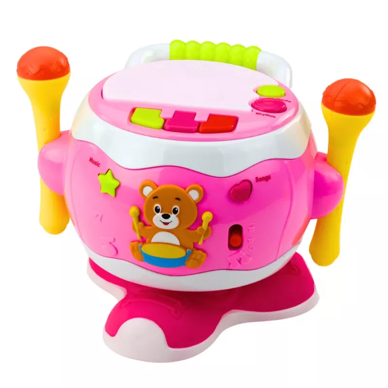 LEAN TOYS Baby Drum Musical Interactive Lights Sounds Pink