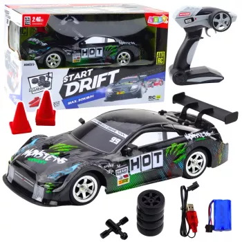 LEAN TOYS Drift Car RC Black Green 30km/h 1:16