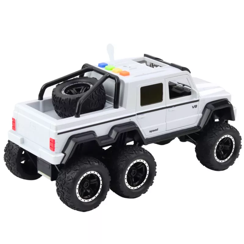 LEAN TOYS Offroad-Auto Friction Drive Lichter Sounds Perlmuttweiß 6x6 1:16