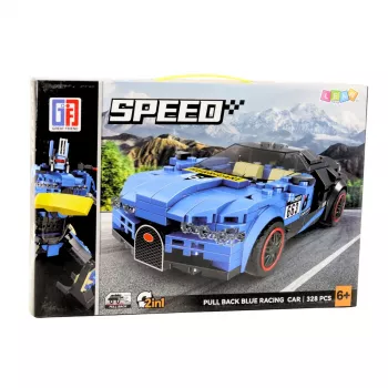 LEAN TOYS Robot Car 2in1 Hurricane Blue Construction Bricks 328 pcs.