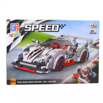 LEAN TOYS Bausteine Sportwagen Roboter 2in1 Grau 363 Teile