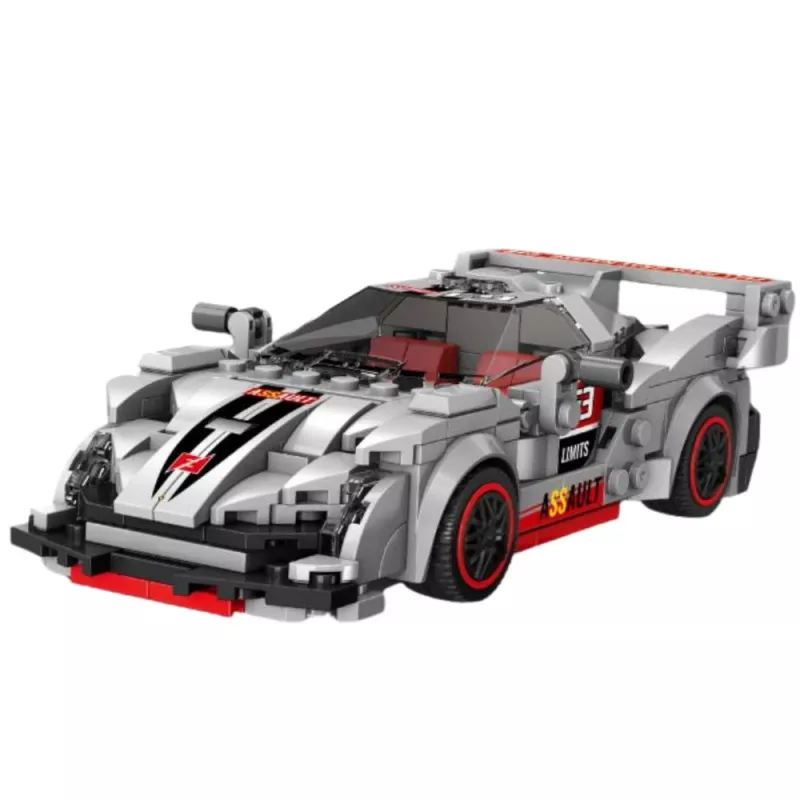 LEAN TOYS Bausteine Sportwagen Roboter 2in1 Grau 363 Teile